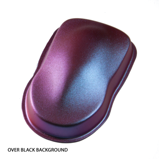 CP-95106 Blue-Green Violet Red Color Shifting (Chameleon) Pearl Luster Mica Powder applied to a black background.