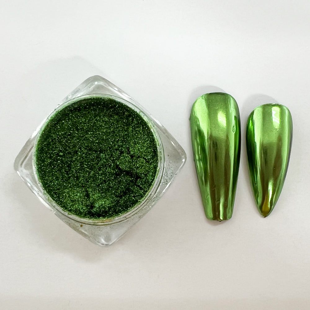 CP-DF07 Mirror Sage Green (Chrome) is a Mirror Pigment Powder with a 10-60 micron size. Not approved for cosmetic use, but OK for nail applications. Popular uses include Epoxy, Resin, Nail Polish, Polymer Clay, Auto Paint, House Paint, Water Color, Plastic, Ceramic, Silicone, & other industrial & craft applications*.