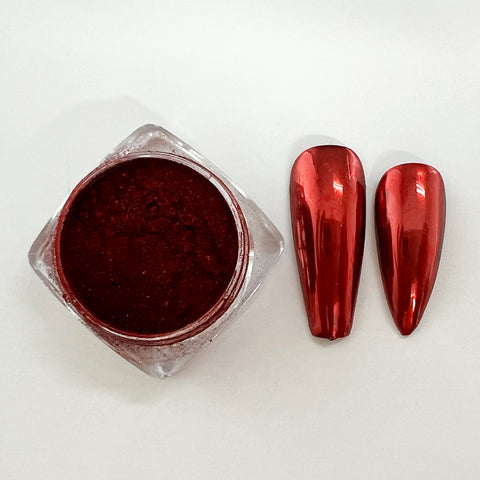 CP-DF04 Mirror Ruby (Chrome) is a Mirror Pigment Powder with a 10-60 micron size.  Not approved for cosmetic use, but OK for nail applications.  Popular uses include Epoxy, Resin, Nail Polish, Polymer Clay, Auto Paint, House Paint, Water Color, Plastic, Ceramic, Silicone, and many other industrial & craft applications*