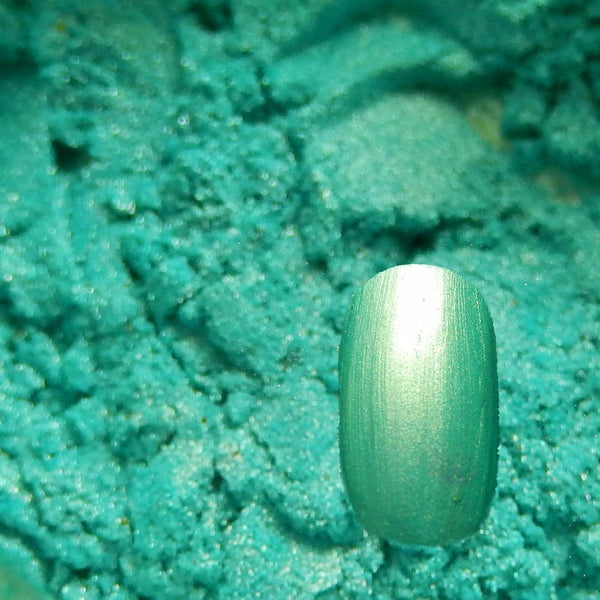 CP-6058 Aqua Green is a Greenish Pearl Luster Mica Powder w/ a 10-60 micron size Approved for cosmetic use W/ restrictions. Available in a variety of sizes. Popular for Limited Cosmetic, Epoxy, Resin, Nail Polish, Polymer Clay, Paint, Soap, Candle, Plastic, Jewelry, Glass, Ceramic, Silicone, & many other applications.