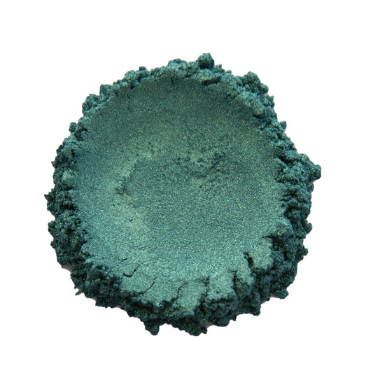 CP-67635 Darkstar Blue Green is a Duochrome Pearl Luster Mica Powder w/ a 10-60 micron size.  Approved for cosmetic use WITH restrictions & available in a variety of sizes.  Popular for Limited Cosmetic, Epoxy, Resin, Nail Polish, Polymer Clay, Paint, Soap, Candle, Plastic, Jewelry, Glass, Ceramic, Silicone, & more.