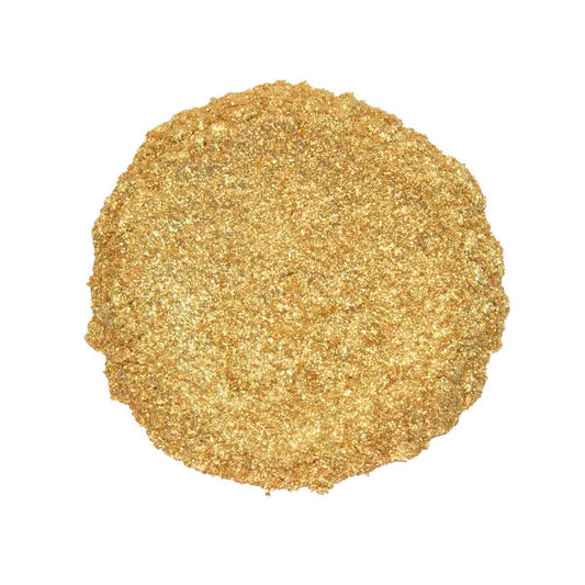 CP-7361 Super Sparkle Light Gold is a Glittering Luster Synthetic Fluorphlogopite (Synthetic Mica) Powder w/ a 60-300 micron size.
Approved for cosmetic use w/o restriction and available in a variety of sizes.
Popular for Cosmetic, Epoxy, Resin, Nail Polish, Polymer Clay, Paint, Watercolor, Soap, Candle, Plastic, Jewelry, Glass, Ceramic, Silicone, & many other applications.