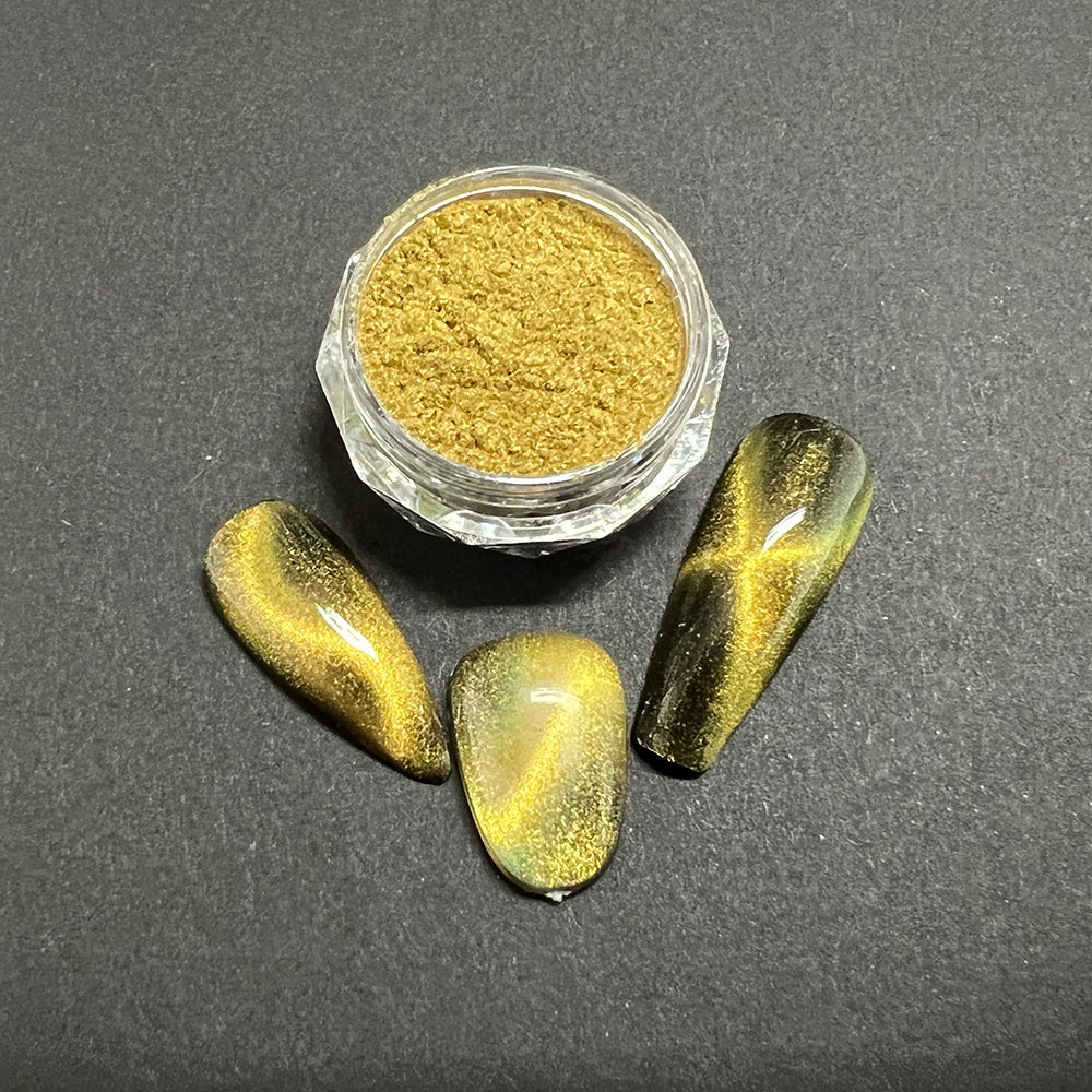 CP-DC03 Cat's Eye Yellow is a Cat's Eye Pigment Powder w/ a 10-60 micron size.

Popular for Nail Polish, Auto Paint, House Paint, Cosmetic, and many other industrial, cosmetic, & craft applications.