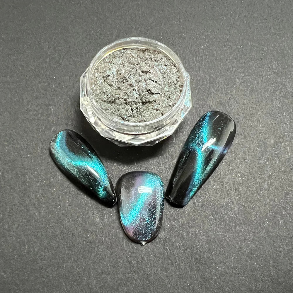 CP-DC04 Cat's Eye Teal is a Cat's Eye Pigment Powder w/ a 10-60 micron size.

Popular for Nail Polish, Auto Paint, House Paint, Cosmetic, and many other industrial, cosmetic, & craft applications.