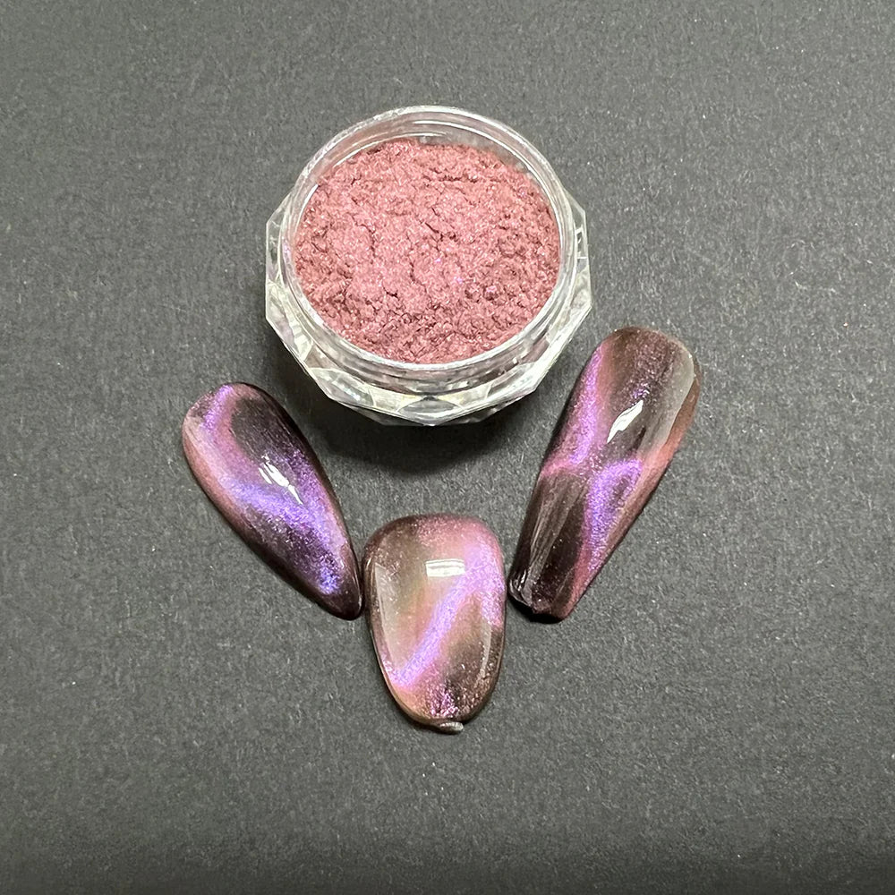 CP-DC01 Cat's Eye Begonia is a Cat's Eye Pigment Powder w/ a 10-60 micron size.

Popular for Nail Polish, Auto Paint, House Paint, Cosmetic, and many other industrial, cosmetic, & craft applications.
