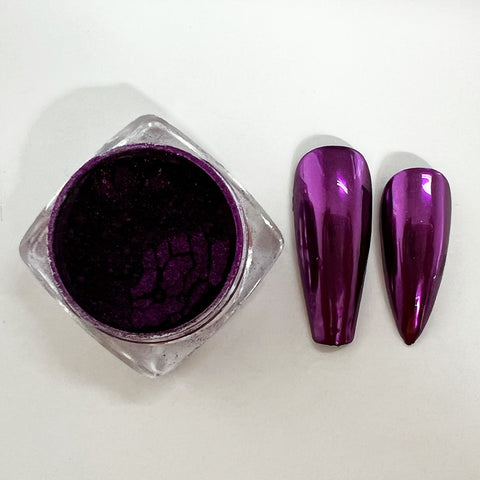 CP-DF06 Mirror Purple (Chrome) is a Mirror Pigment Powder with a 10-60 micron size.  Not approved for cosmetic use, but OK for nail applications.  Popular uses include Epoxy, Resin, Nail Polish, Polymer Clay, Auto Paint, House Paint, Water Color, Plastic, Ceramic, Silicone, & many other industrial & craft applications*