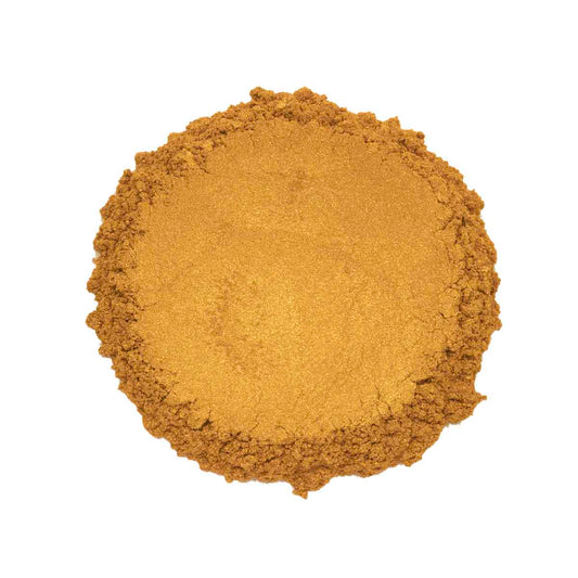 CP-304 Mayan Gold is a Gold Pearl Luster Mica Powder w/ a 10-60 micron size.  Approved for cosmetic use w/o restriction and available in a variety of sizes.  Popular for Cosmetic, Epoxy, Resin, Nail Polish, Polymer Clay, Paint, Soap, Candle, Plastic, Jewelry, Glass, Ceramic, Silicone, and many other applications.