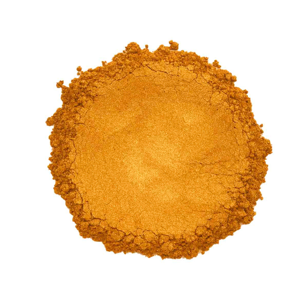 CP-305 Aztec Gold is a Gold Pearl Luster Mica Powder with a 10-60 micron size.  Approved for cosmetic use without restriction and available in a variety of sizes.  Popular for Cosmetic, Epoxy, Resin, Nail Polish, Polymer Clay, Paint, Soap, Candle, Plastic, Jewelry, Glass, Ceramic, Silicone, and many other applications.
