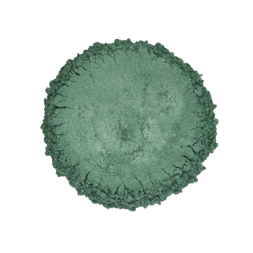 CP-6515 Designer Green is a Pearl Luster Mica Powder w/ a 10-60 micron size.  Approved for cosmetic use WITH restrictions & available in a variety of sizes.  Popular for Limited Cosmetic, Epoxy, Resin, Nail Polish, Polymer Clay, Paint, Soap, Candle, Plastic, Jewelry, Glass, Ceramic, Silicone, & many other applications.