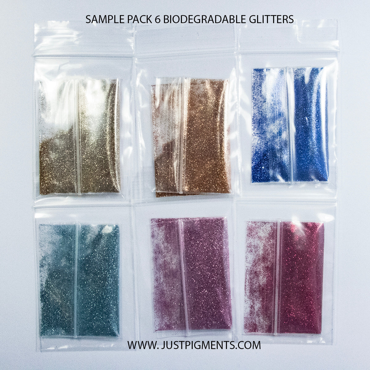 Sample Pack 6 Biodegradable Glitters (Plastic Free Glitters)