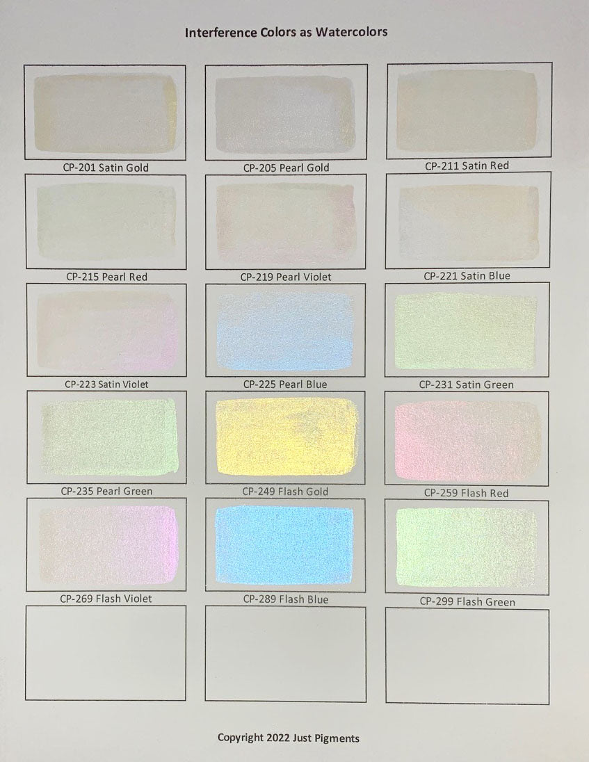 Interefrence Color Chart Sample Pack 20 Interference Colors – Just Pigments