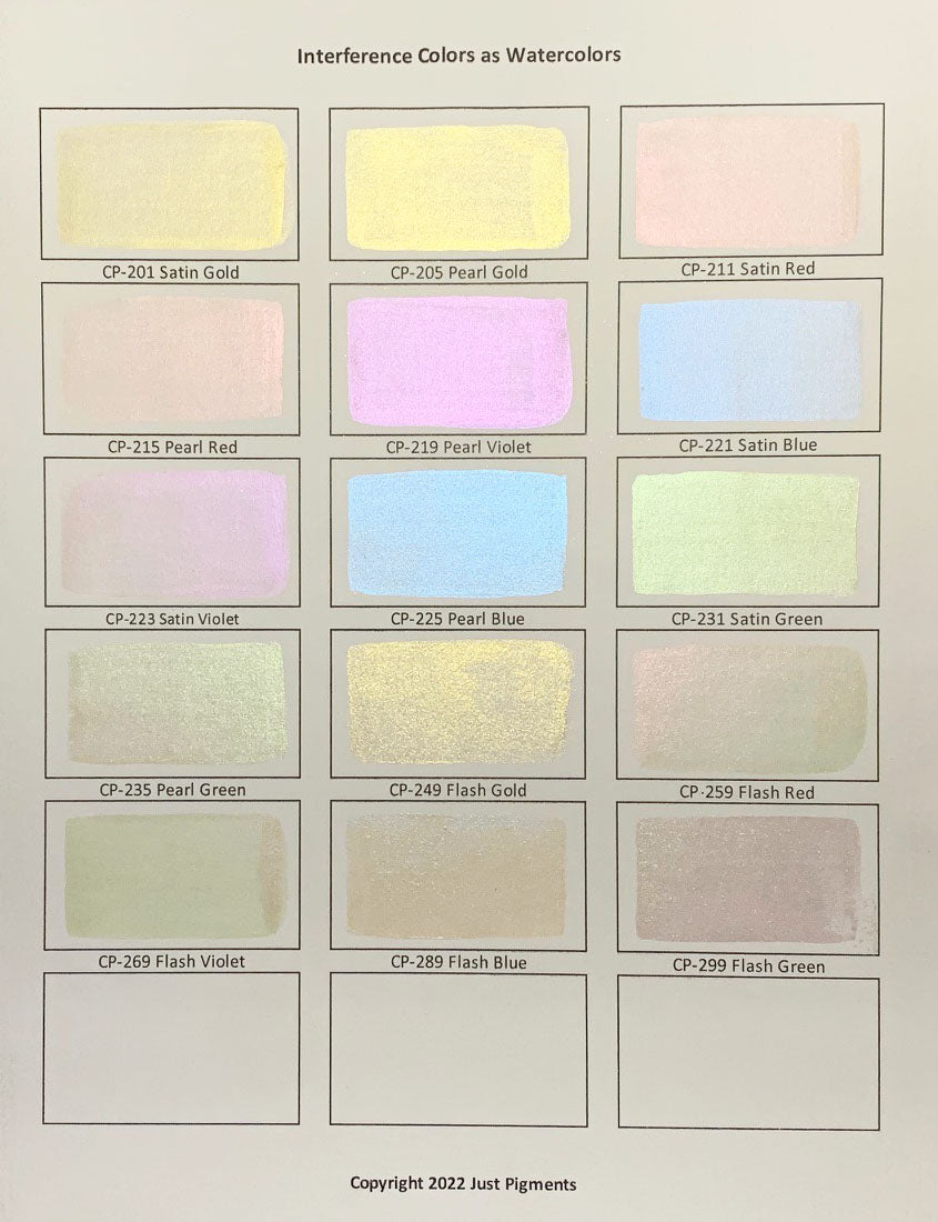 Interefrence Color Chart Sample Pack 20 Interference Colors – Just Pigments
